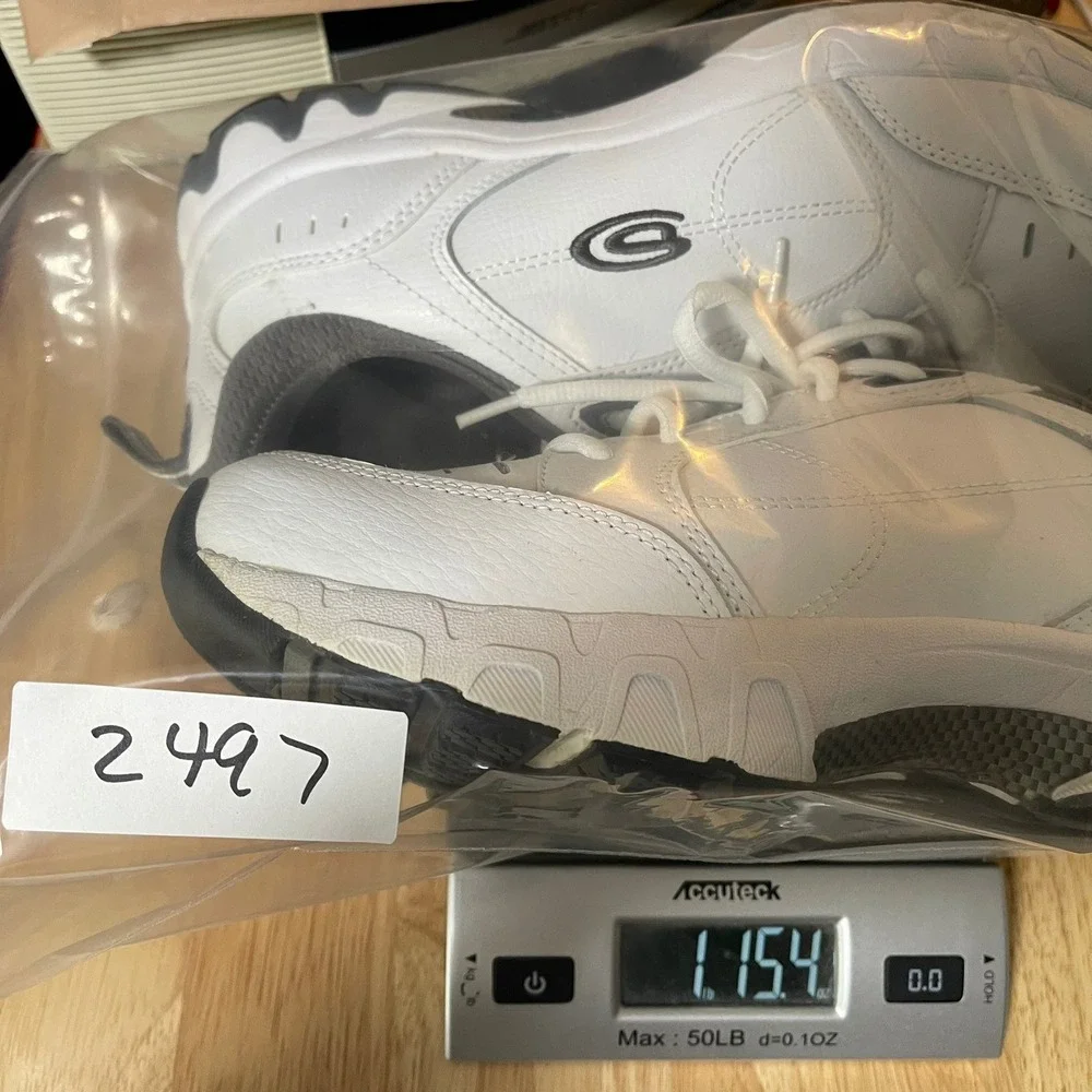 Dr. Scholl's Mens 9W White Grey Athletic Leather Walking  Comfort Shoes Sneakers